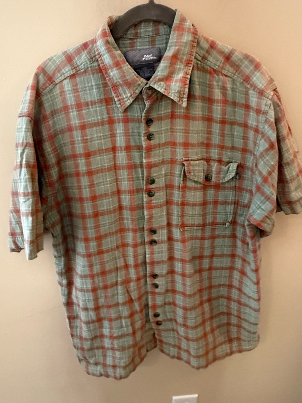 No Fear Y2K 90s Plaid double Button-Up Shirt muted colors size L